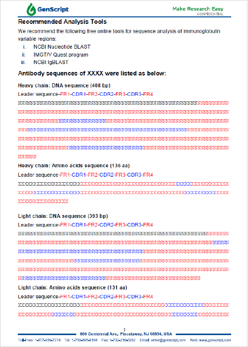Typical sequencing report for Sanger